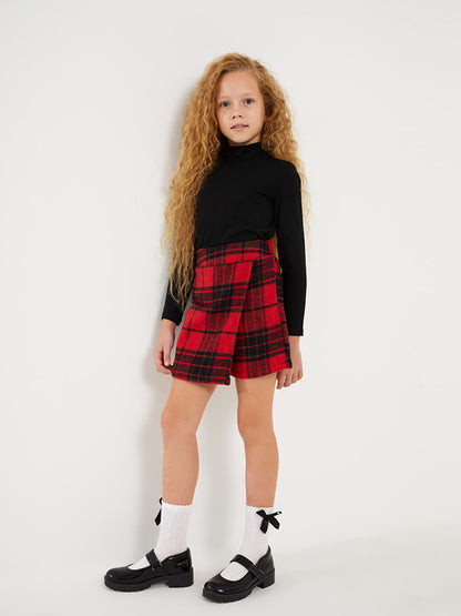 Plaid Girl's Shorts Skirt with Elastic Waist