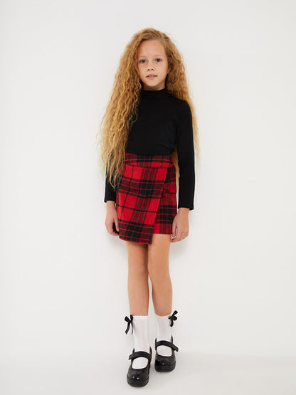 Plaid Girl's Shorts Skirt with Elastic Waist