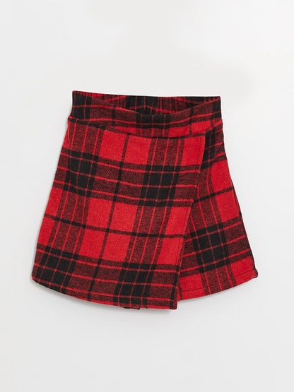 Plaid Girl's Shorts Skirt with Elastic Waist