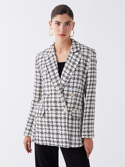 Plaid Long Sleeve Women's Blazer Jacket