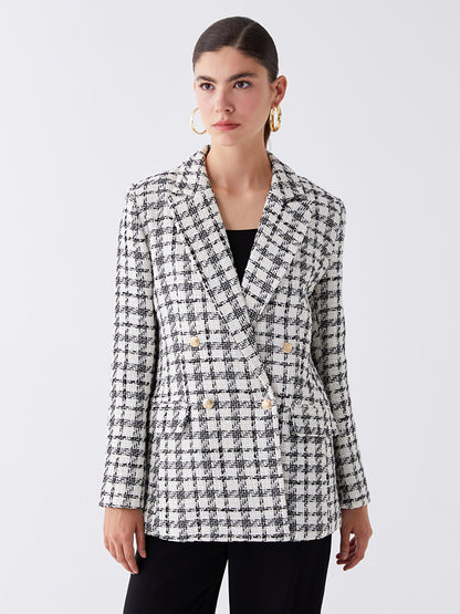 Plaid Long Sleeve Women's Blazer Jacket