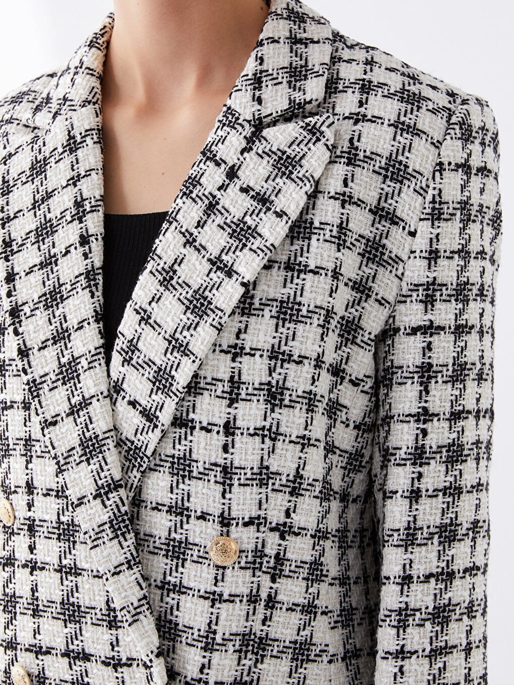 Plaid Long Sleeve Women's Blazer Jacket