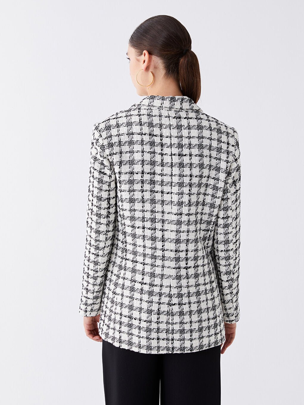 Plaid Long Sleeve Women's Blazer Jacket