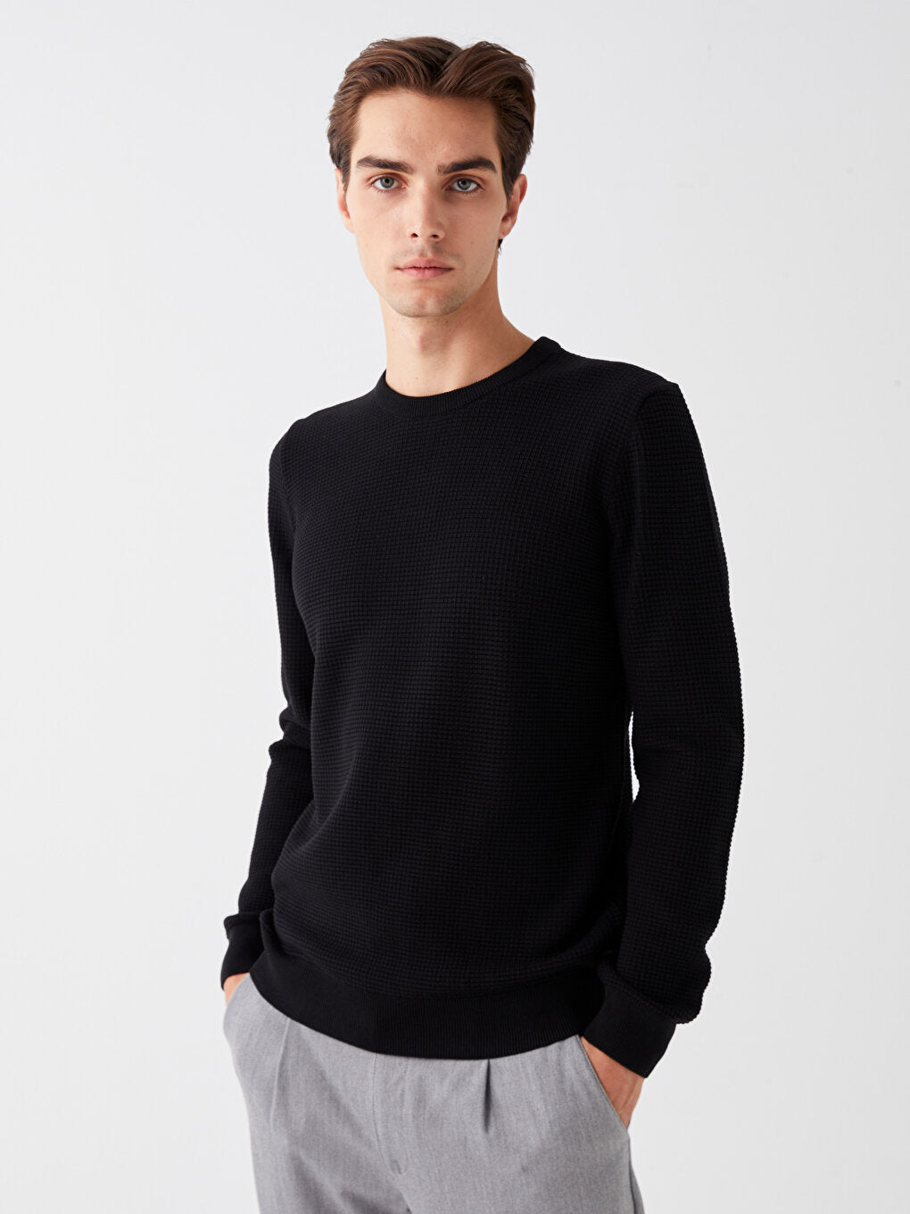 Crew Neck Long Sleeve Men's Knitwear Sweater