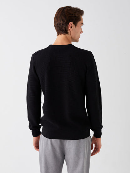 Crew Neck Long Sleeve Men's Knitwear Sweater