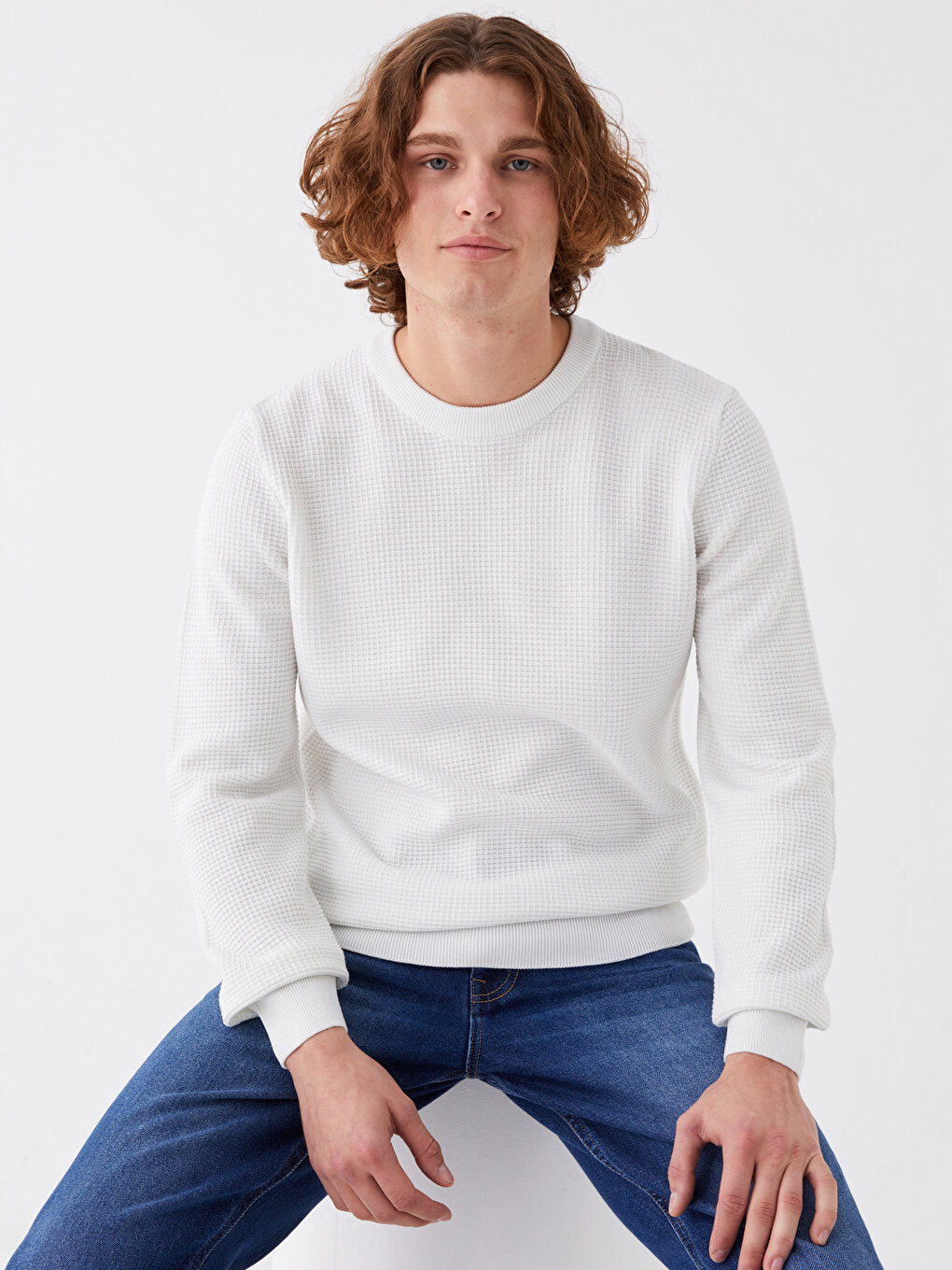 Crew Neck Long Sleeve Men's Knitwear Sweater