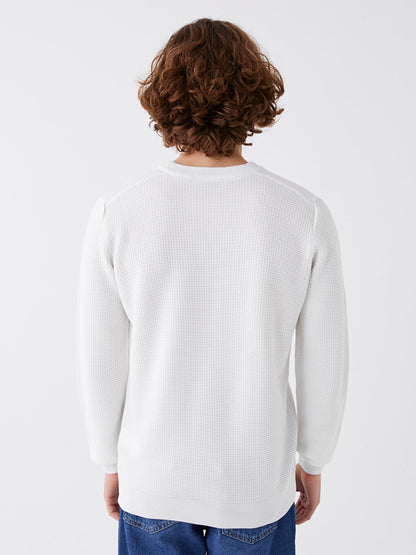 Crew Neck Long Sleeve Men's Knitwear Sweater