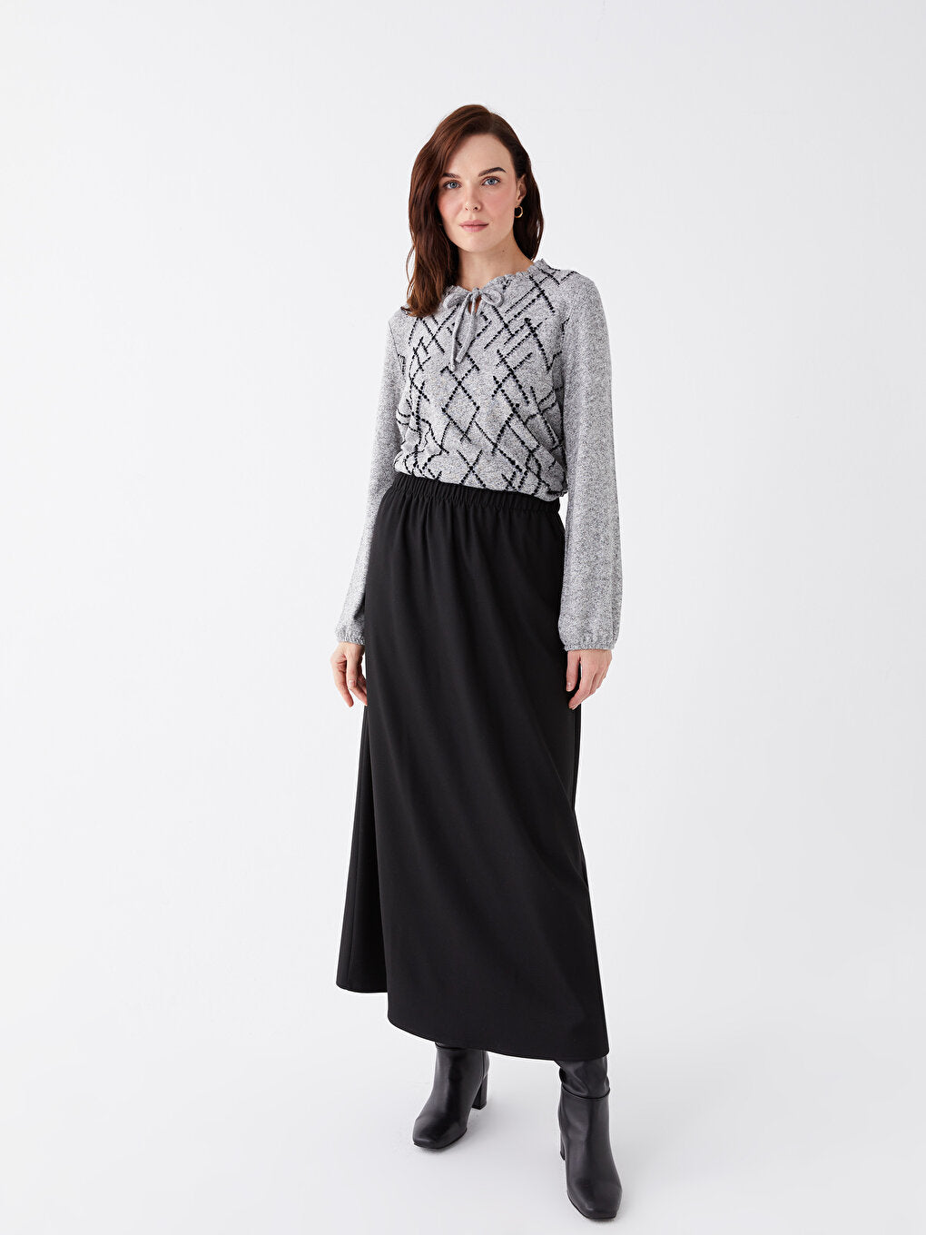 Women's Elastic Waist Straight Skirt