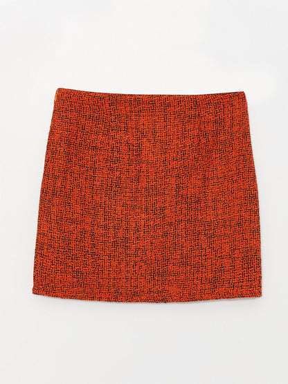 Patterned Women's Tweed Skirt with Zipper Waist