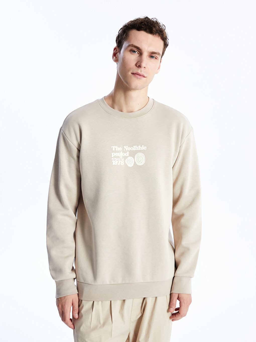 Crew Neck Long Sleeve Printed Men's Sweatshirt