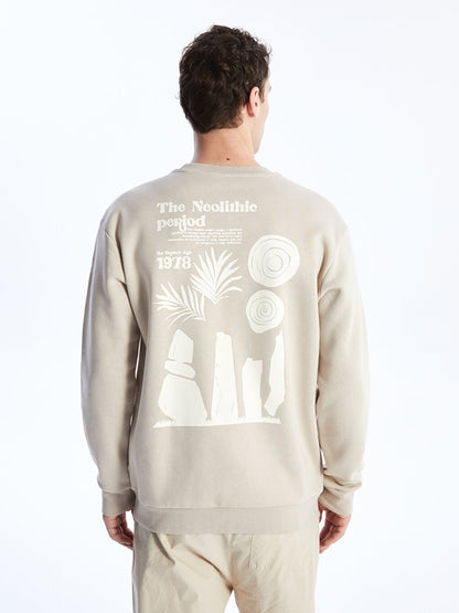 Crew Neck Long Sleeve Printed Men's Sweatshirt