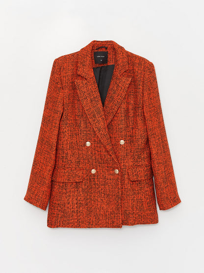 Patterned Long Sleeve Women's Tweed Blazer Jacket