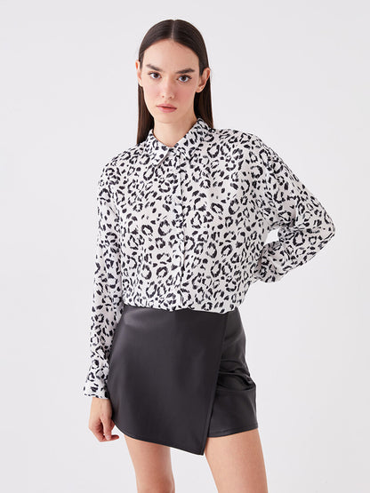 Patterned Long Sleeve Oversize Women's Shirt