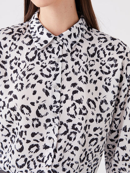 Patterned Long Sleeve Oversize Women's Shirt