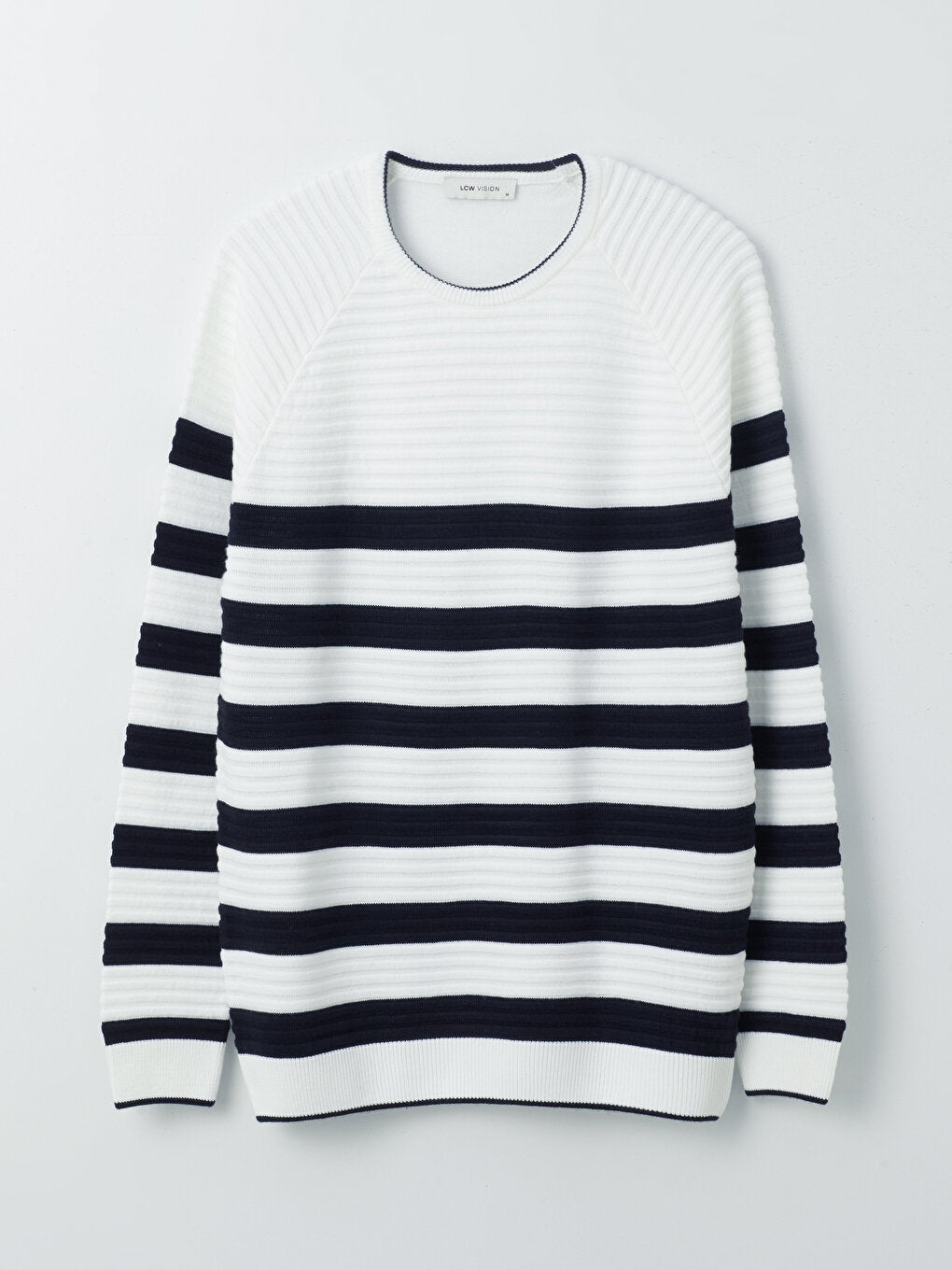 Crew Neck Long Sleeve Striped Men's Knitwear Sweater