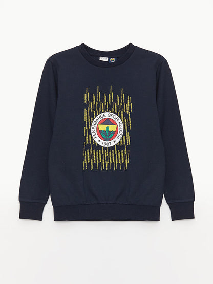 Crew Neck Fenerbahçe Printed Long Sleeve Boy's Sweatshirt