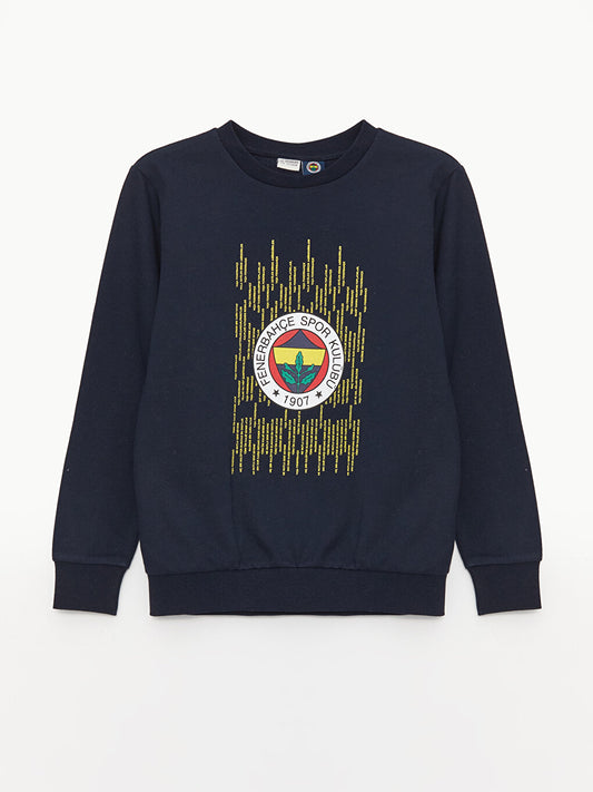 Crew Neck Fenerbahçe Printed Long Sleeve Boy's Sweatshirt