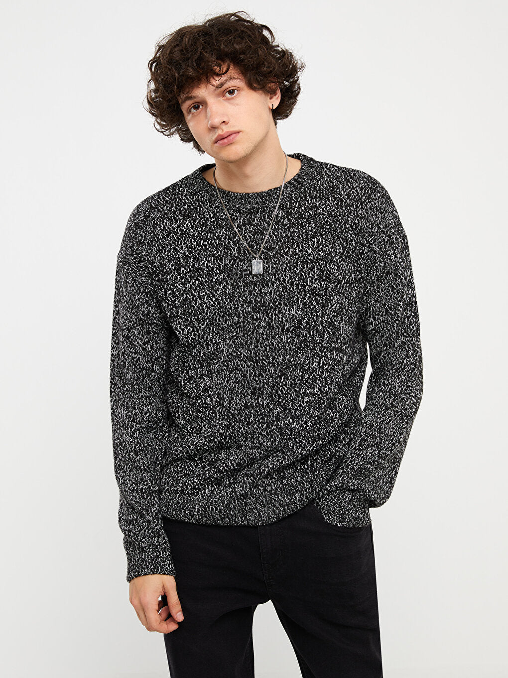 Crew Neck Long Sleeve Men's Knitwear Sweater