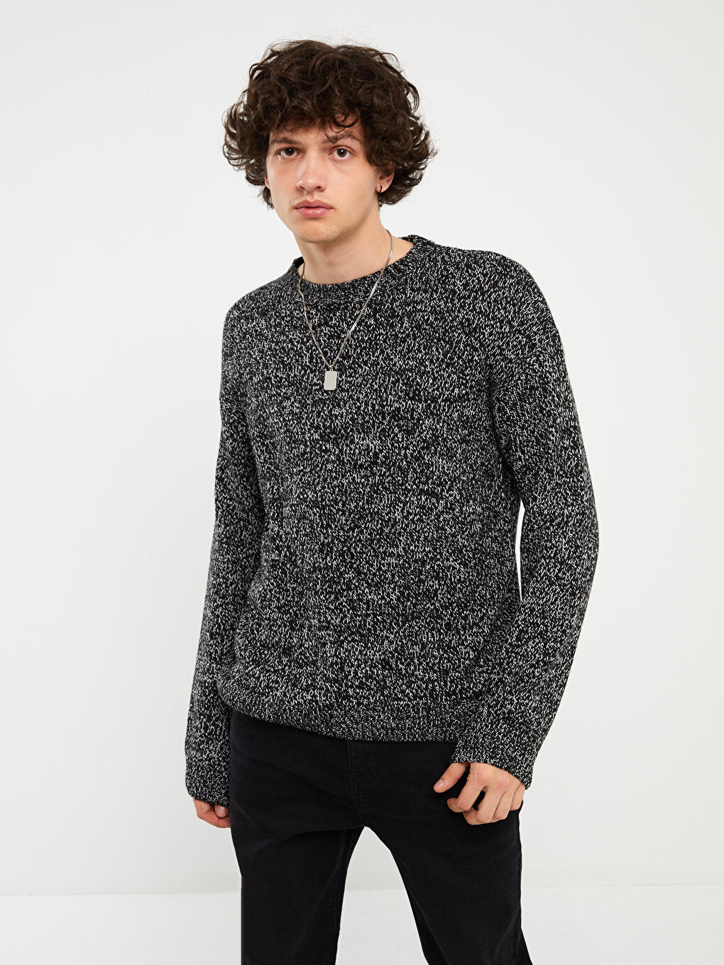 Crew Neck Long Sleeve Men's Knitwear Sweater