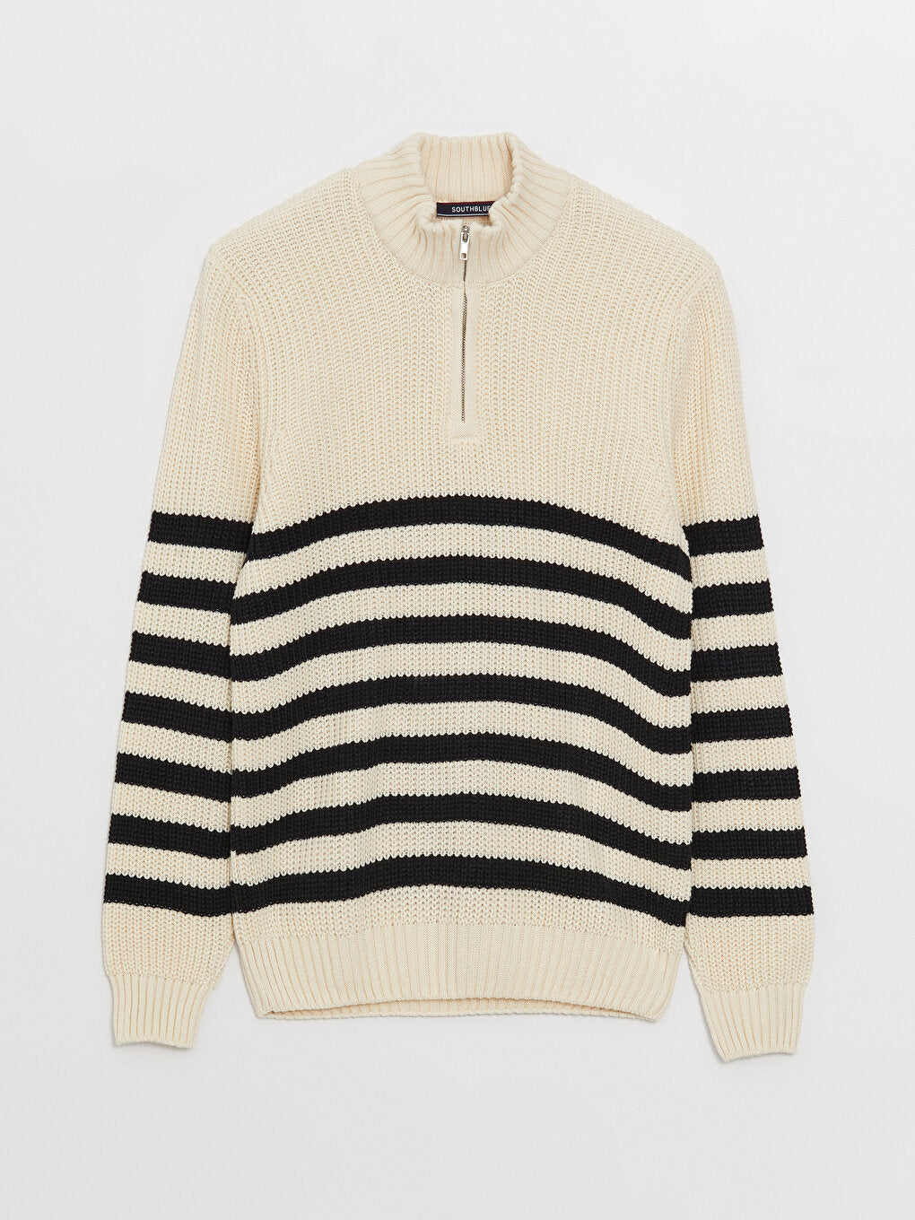 High Collar Long Sleeve Striped Men's Knitwear Sweater