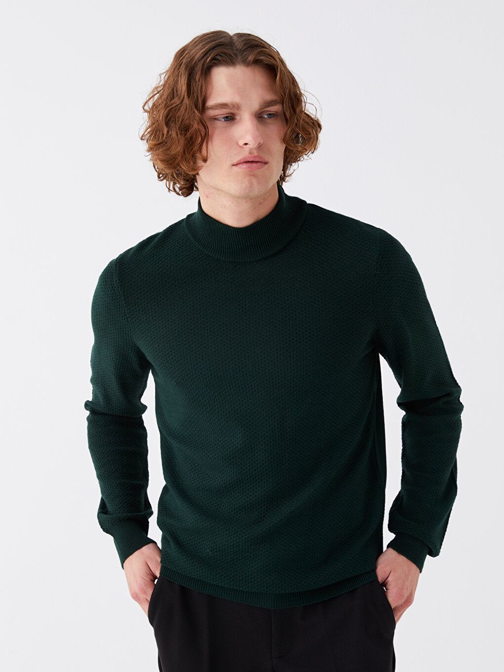 Half Turtleneck Long Sleeve Men's Knitwear Sweater