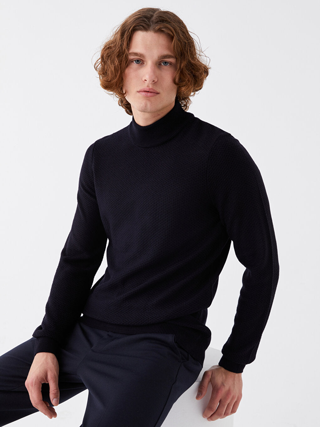 Half Turtleneck Long Sleeve Men's Knitwear Sweater