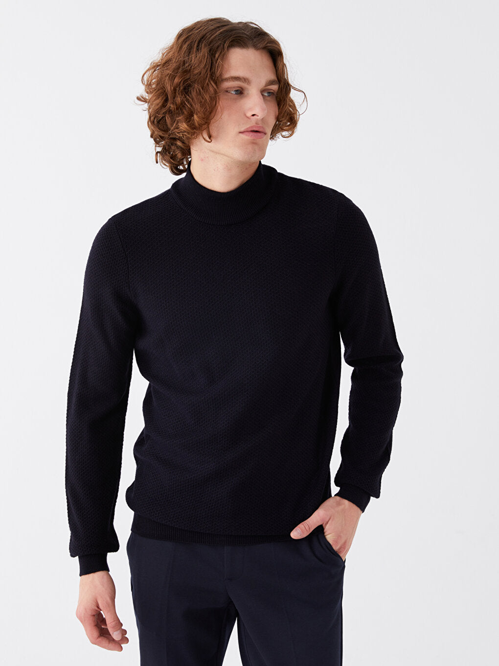 Half Turtleneck Long Sleeve Men's Knitwear Sweater