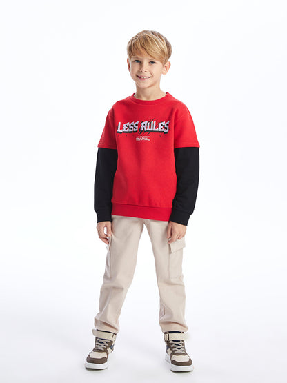 Crew Neck Printed Long Sleeve Boy's Sweatshirt