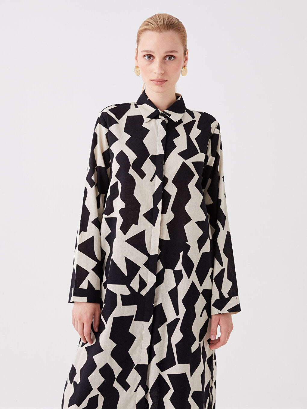 Patterned Long Sleeve Women's Shirt Tunic