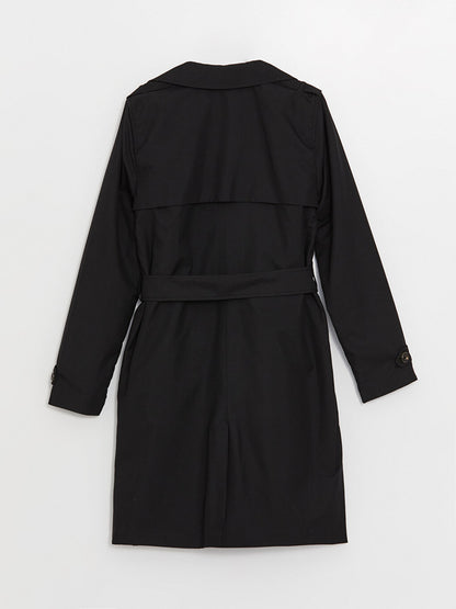 Women's Double Breasted Collar Plain Trench Coat