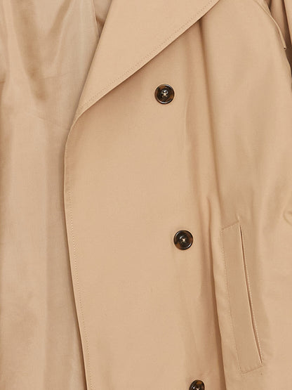 Women's Double Breasted Collar Plain Trench Coat