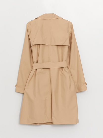 Women's Double Breasted Collar Plain Trench Coat