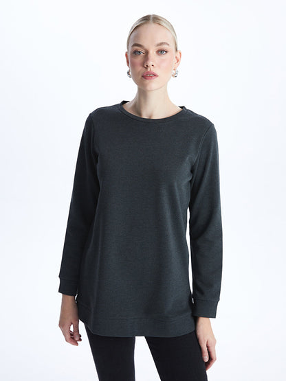 Crew Neck Plain Long Sleeve Oversize Women's Sweatshirt