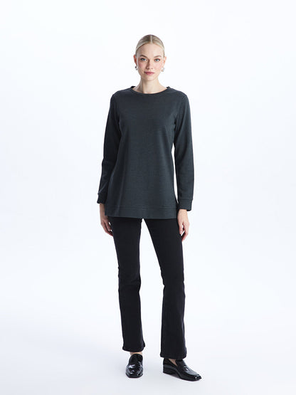 Crew Neck Plain Long Sleeve Oversize Women's Sweatshirt