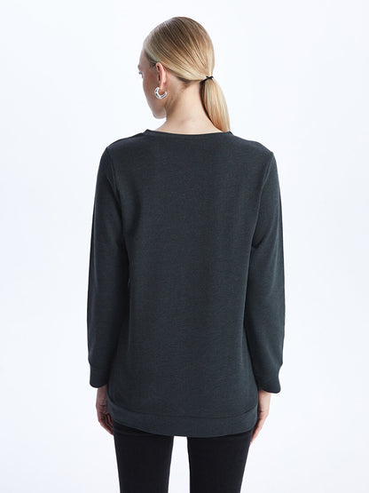 Crew Neck Plain Long Sleeve Oversize Women's Sweatshirt