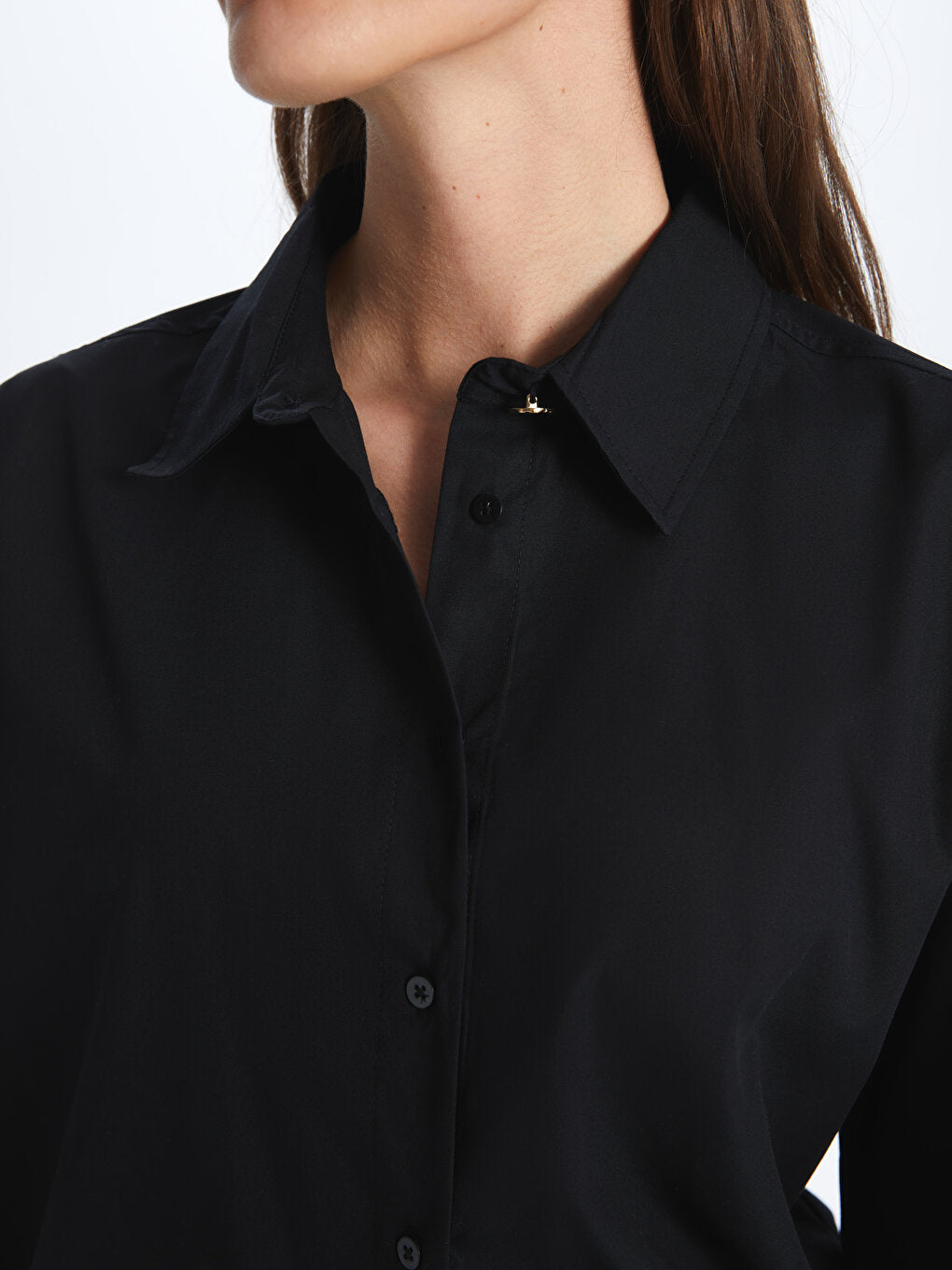 Plain Long Sleeve Oversize Poplin Women's Shirt