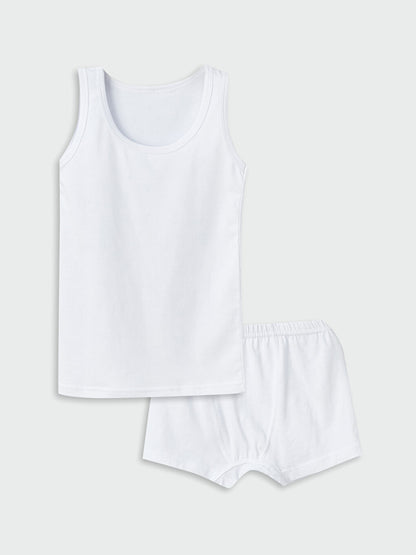 Crew Neck Boy's Undershirt and Boxer Set