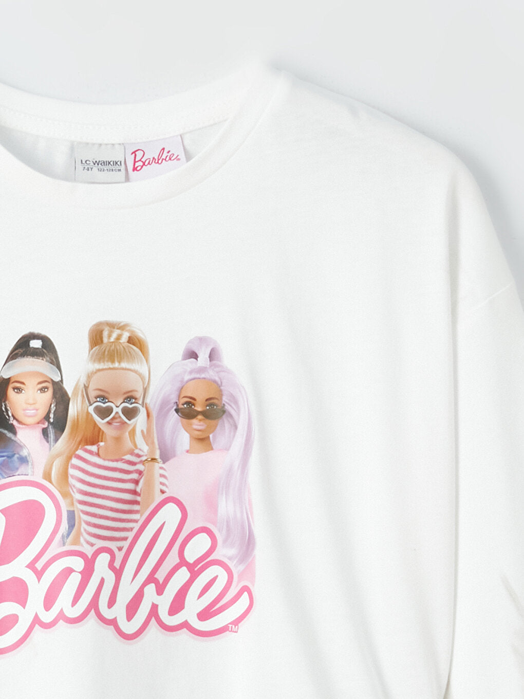 Crew Neck Barbie Printed Long Sleeve Girls' T-Shirt