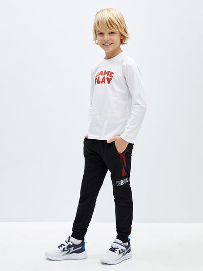 Printed Boys' Jogger Sweatpants with Elastic Waist