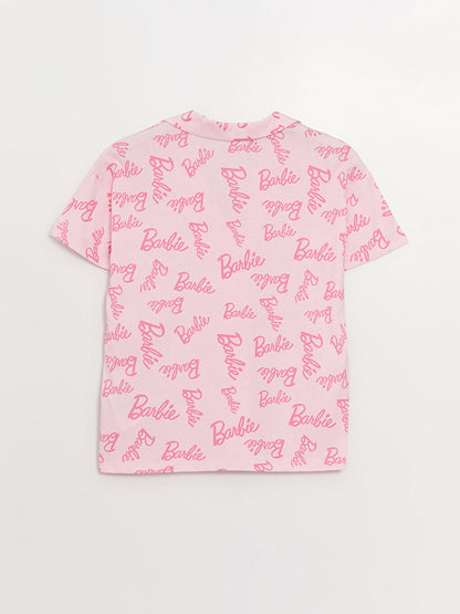 Shirt Collar Barbie Printed Short Sleeve Women's Pajama Set