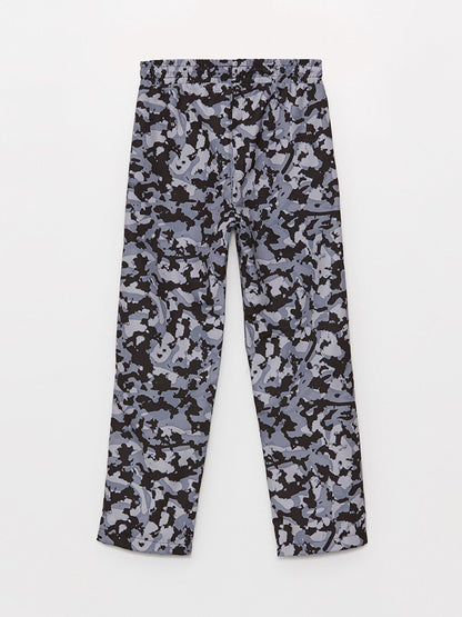 Elastic Waist Printed Fleece Lined Boy's Trousers