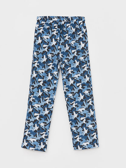 Elastic Waist Printed Fleece Lined Boy's Trousers