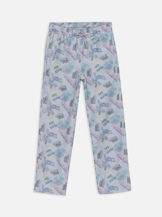 Elastic Waist Printed Fleece Lined Boy's Trousers