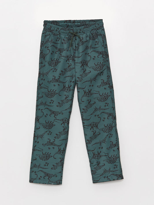 Elastic Waist Printed Fleece Lined Boy's Trousers