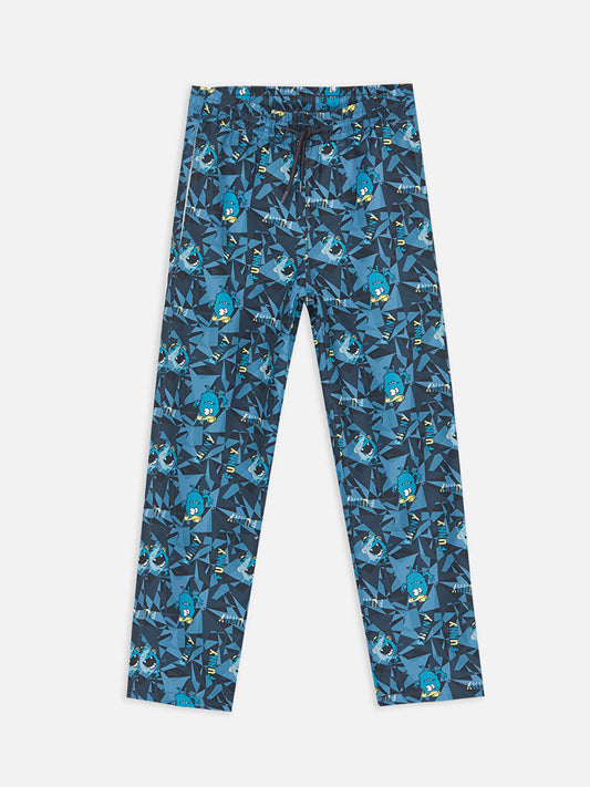 Elastic Waist Printed Fleece Lined Boy's Trousers