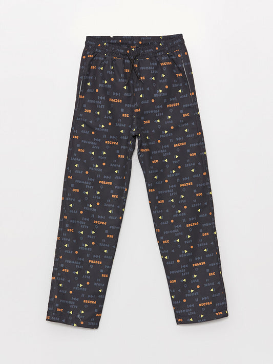 Elastic Waist Printed Fleece Lined Boy's Trousers