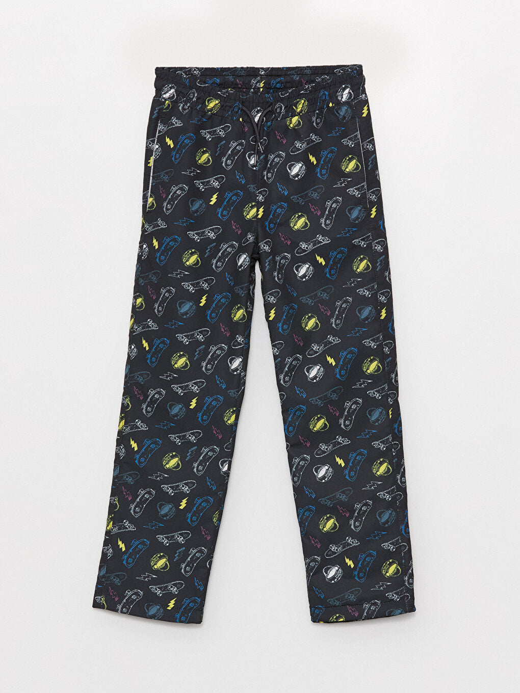 Elastic Waist Printed Fleece Lined Boy's Trousers