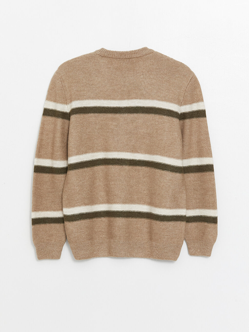 Crew Neck Long Sleeve Striped Men's Knitwear Sweater