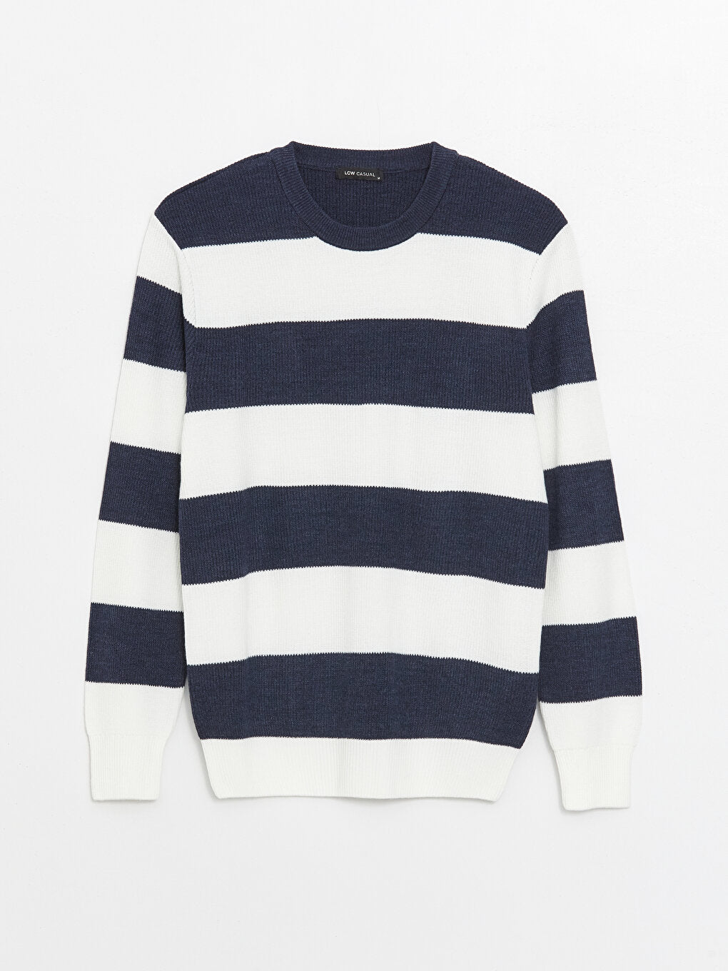 Crew Neck Long Sleeve Striped Men's Knitwear Sweater