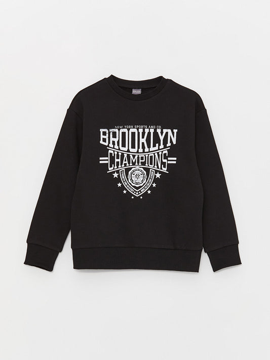 Crew Neck Printed Long Sleeve Boy's Sweatshirt